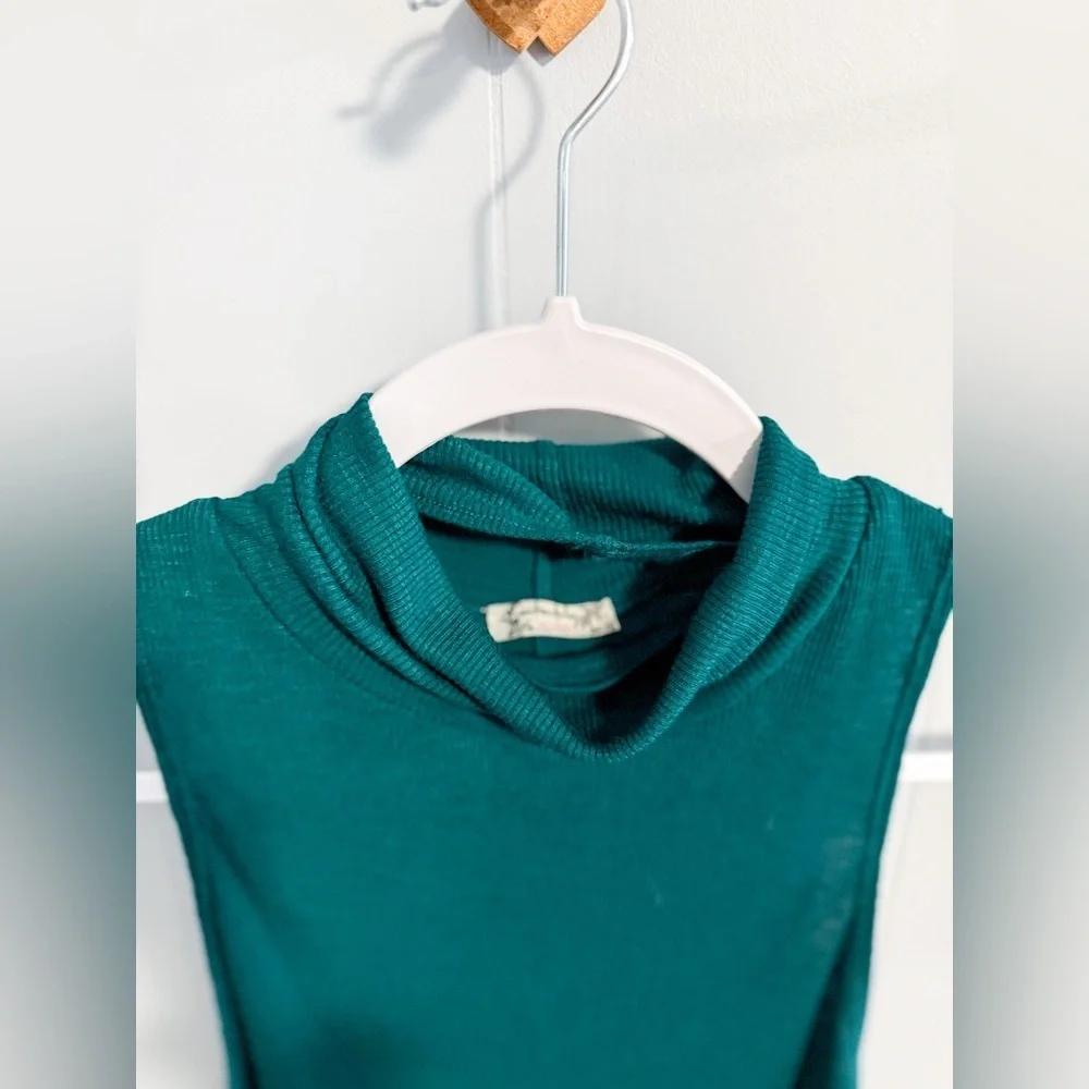 Free People Topanga Forest Green Sleeveless Turtleneck Top